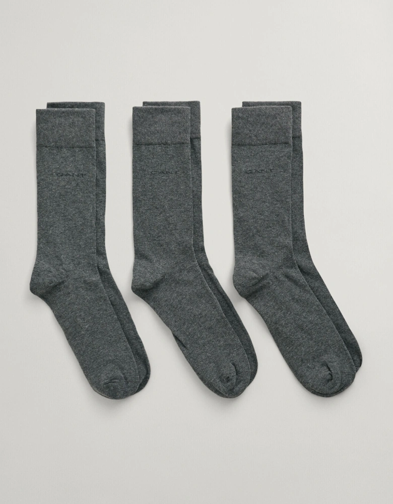 Mens 3 Pack Soft Cotton Socks Charcoal Melange