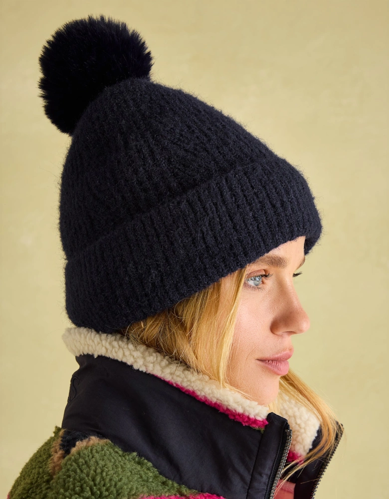 EFFIE Womens Knitted Bobble Hat Navy