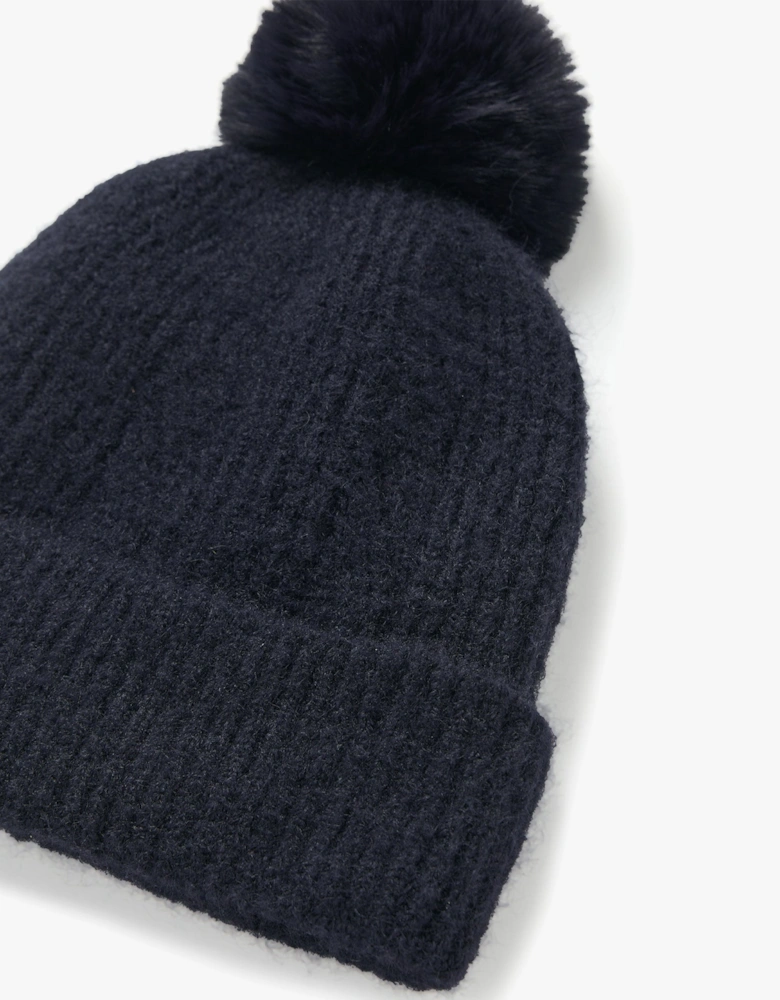 EFFIE Womens Knitted Bobble Hat Navy