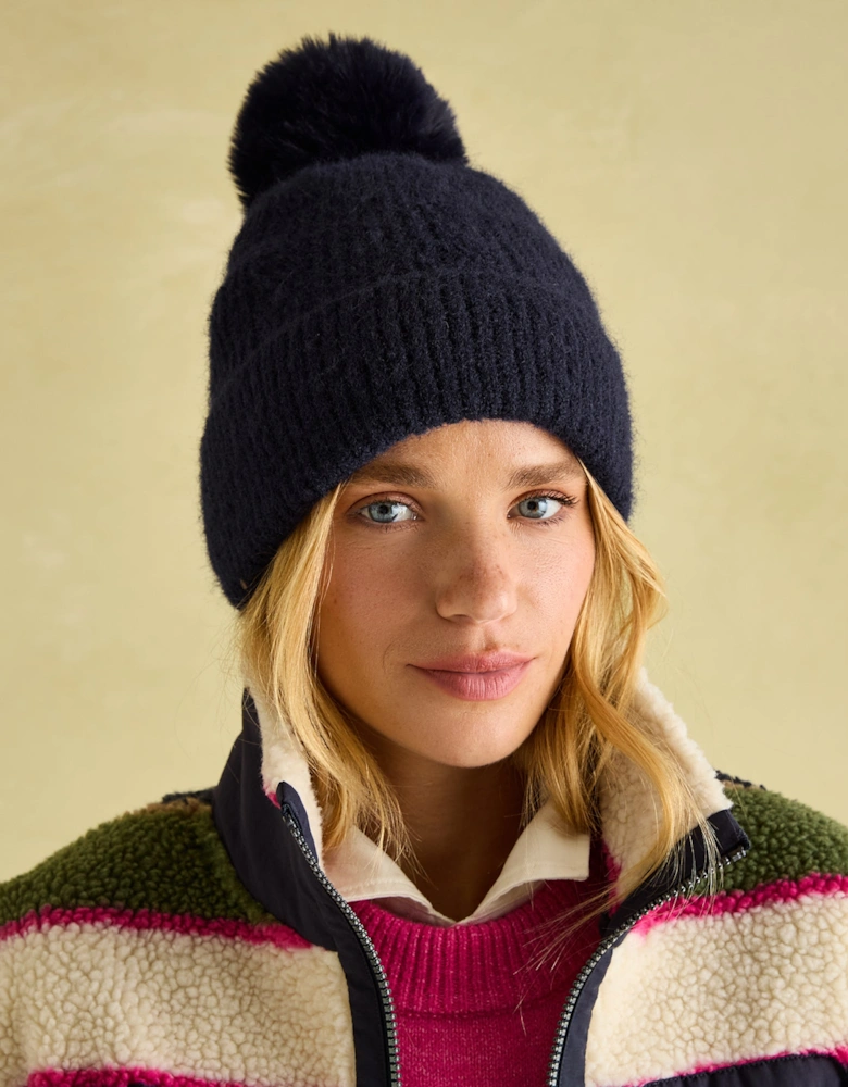 EFFIE Womens Knitted Bobble Hat Navy