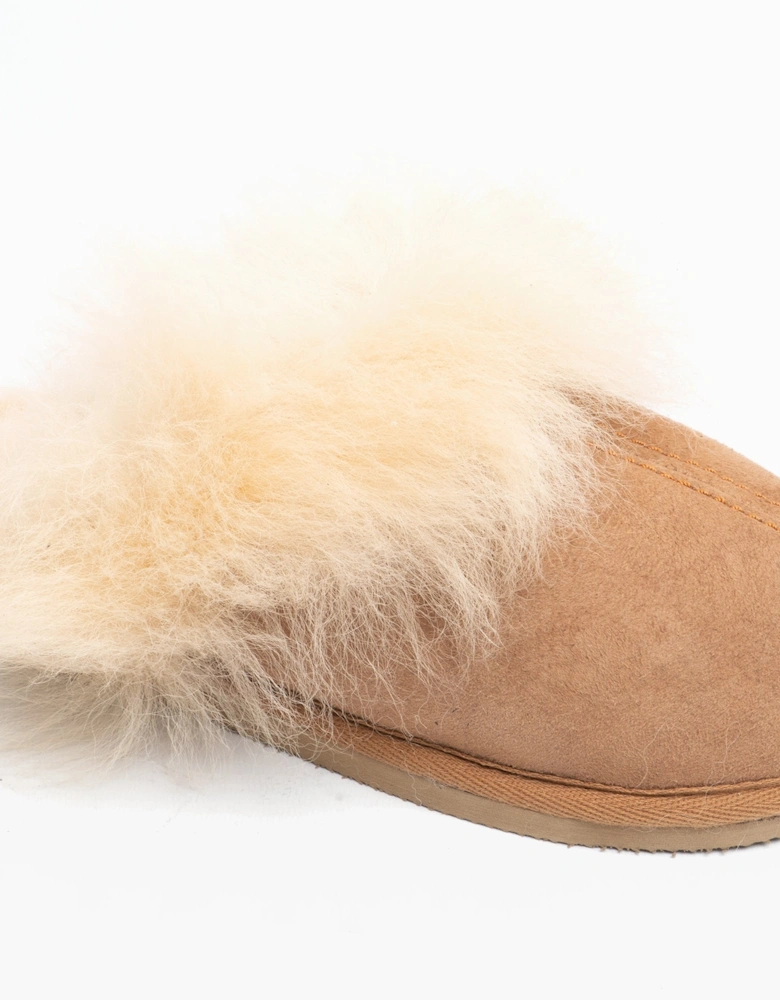 EVELINA Womens Sheepskin Mules Chestnut