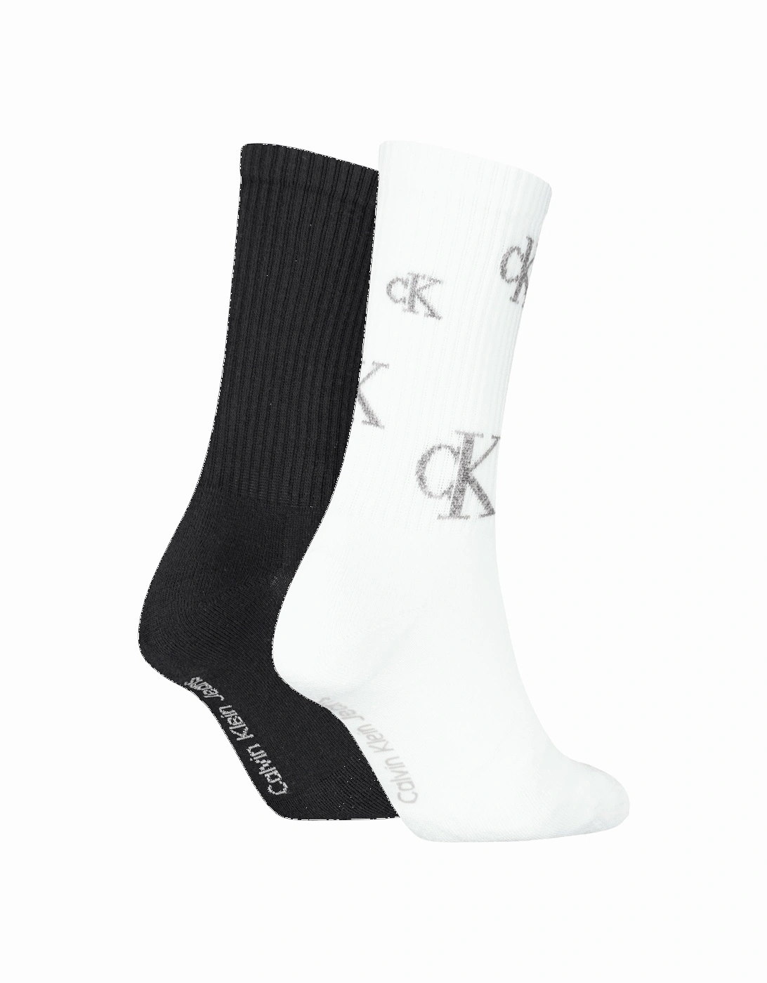 2 Pack Logo Trainer Womens Crew Socks Black/White