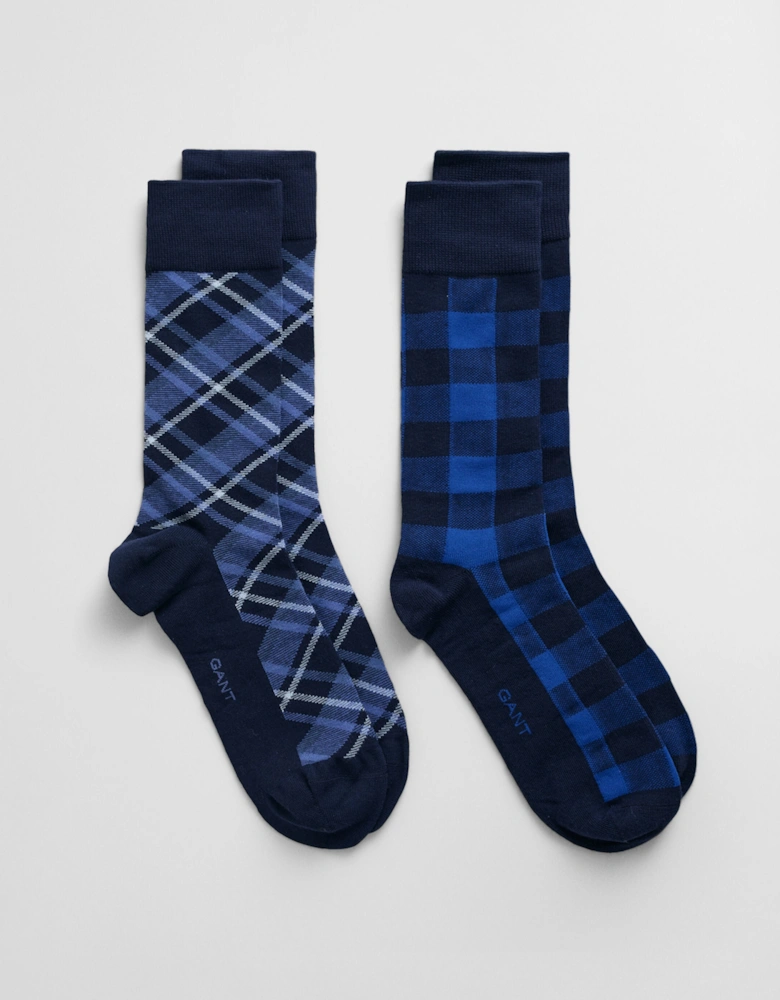 CHECK SOCKS 2-Pack GIFT BOX Mens Evening Blue