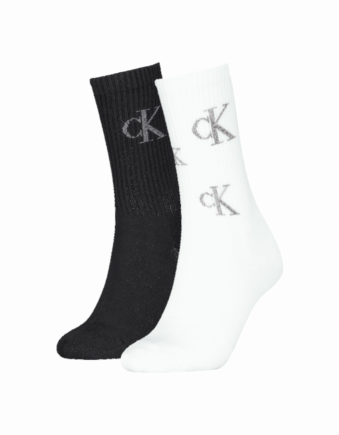 2 Pack Logo Trainer Womens Crew Socks Black/White, 3 of 2