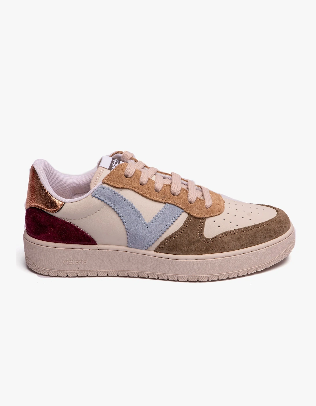 MADRID MULTICOLOURED SPLIT LEATHER Womens Trainers Khaki, 5 of 4