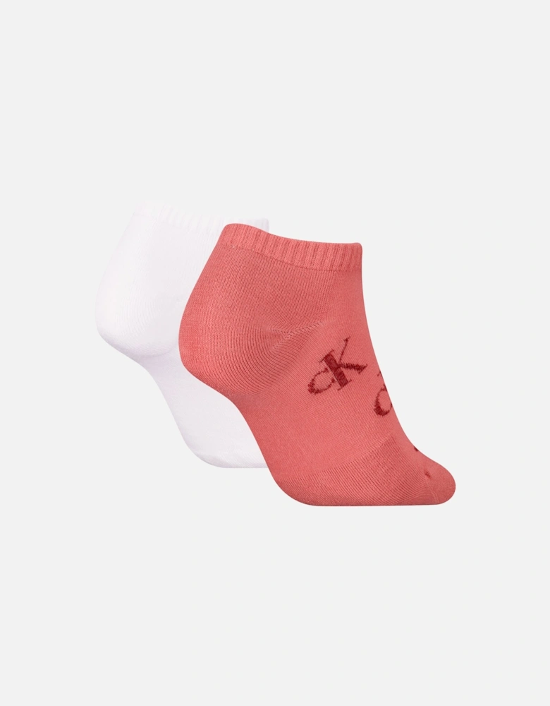 2 Pack Trainer Womens Ankle Socks Pink/White