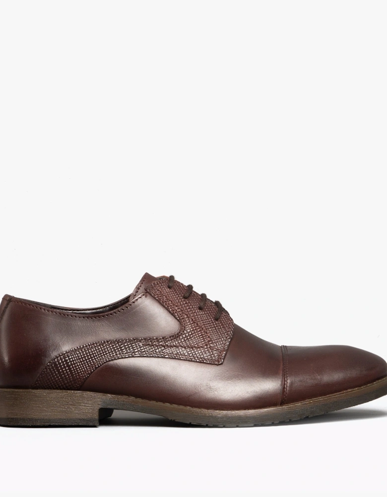 DERBY Mens Leather Plain Toe Shoes Brown