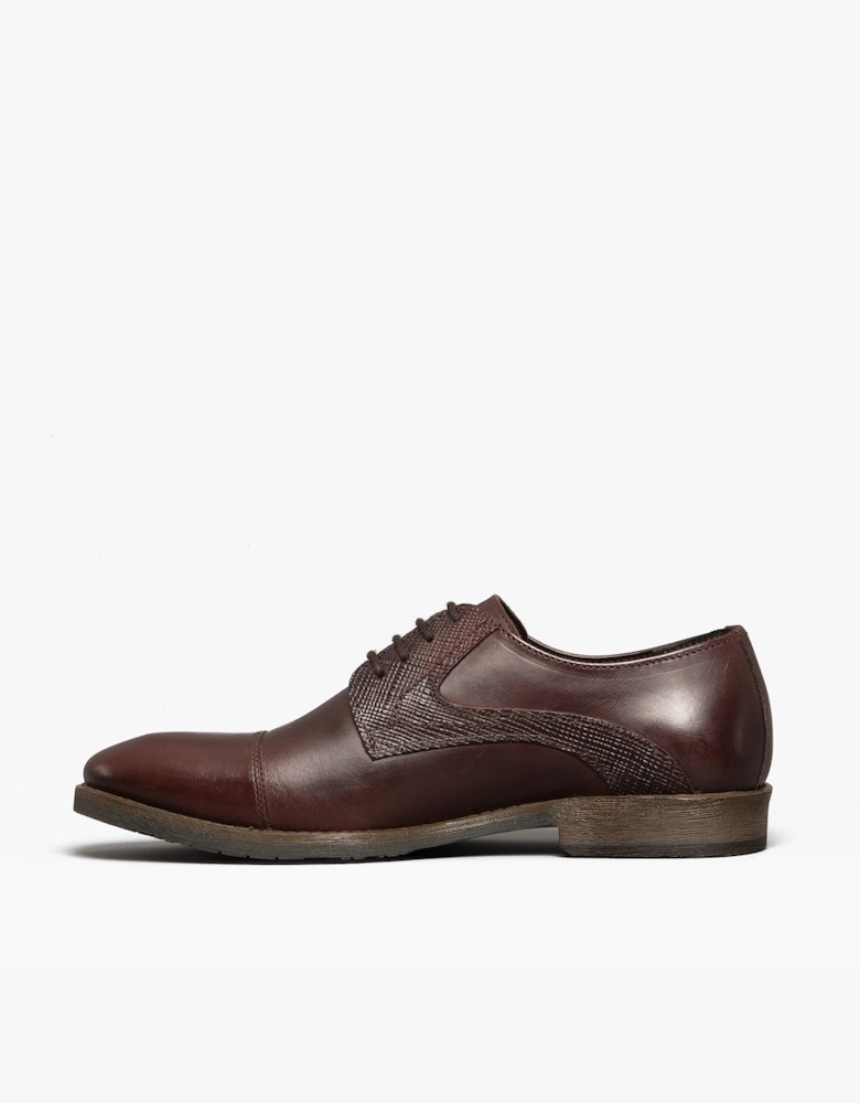 DERBY Mens Leather Plain Toe Shoes Brown