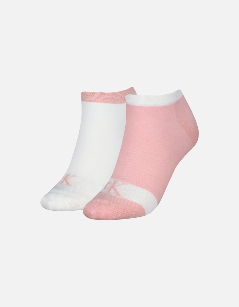 2 Pack Trainer Womens Ankle Socks Pink/White