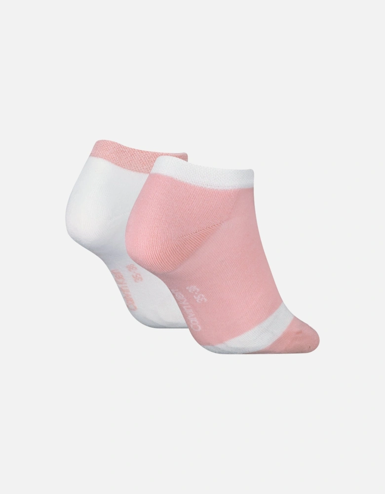 2 Pack Trainer Womens Ankle Socks Pink/White