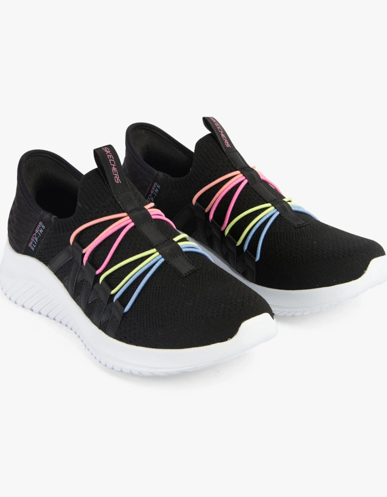 303824L/BKMT ULTRA FLEX 3.0 - BUNGEE FUN Girls Trainers Black/Multi