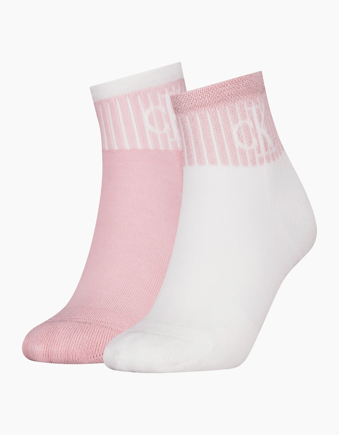 Women's Calvin Klein 2 Pack Trainer Womens Ankle Socks Pink/White - Size: 4.5/5/2/2.5/3/3.5/4