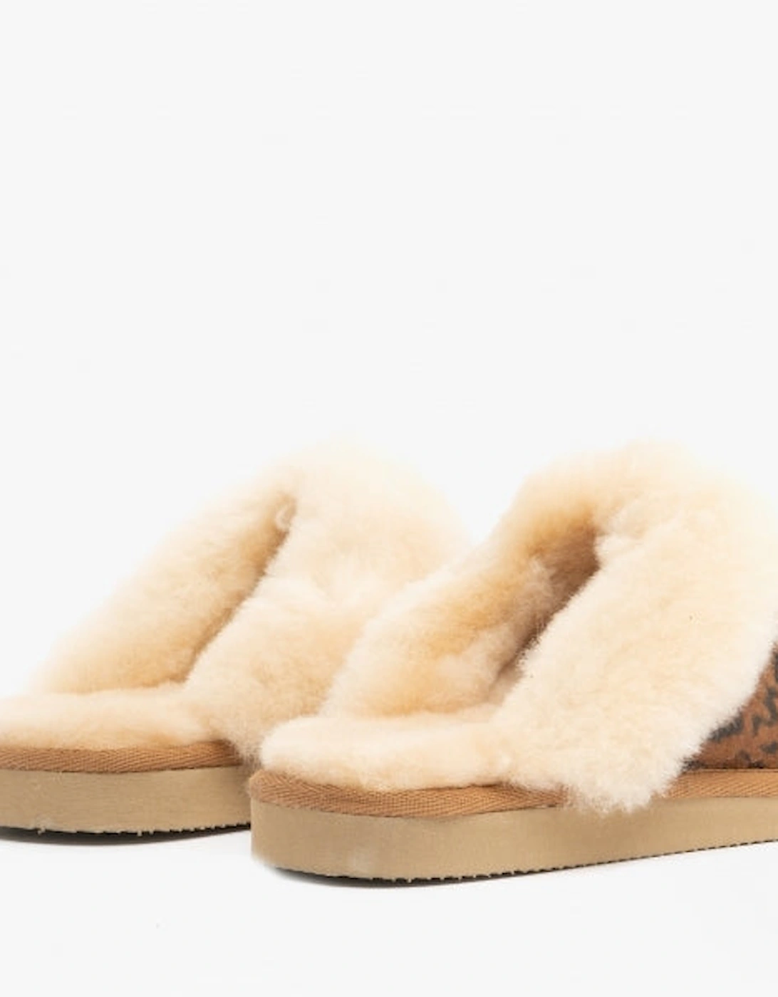 JESSICA Womens Sheepskin Mules Chestnut/Leopard