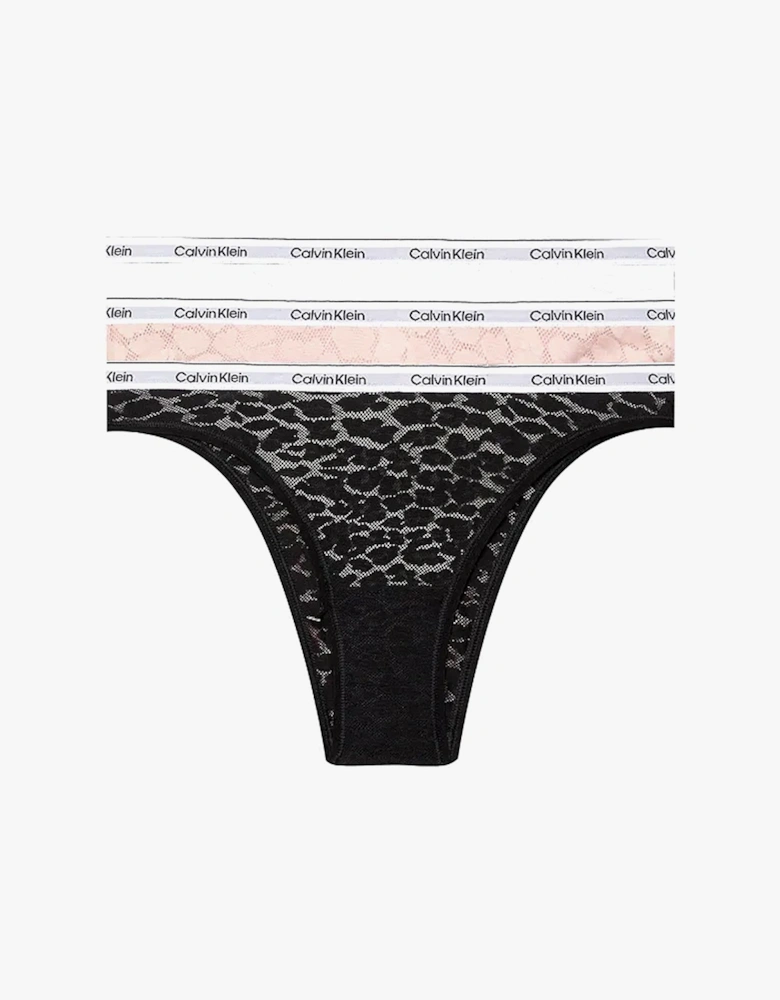 ICON LACE 3 Pack Brazilian Briefs Womens Black/White/Subdued