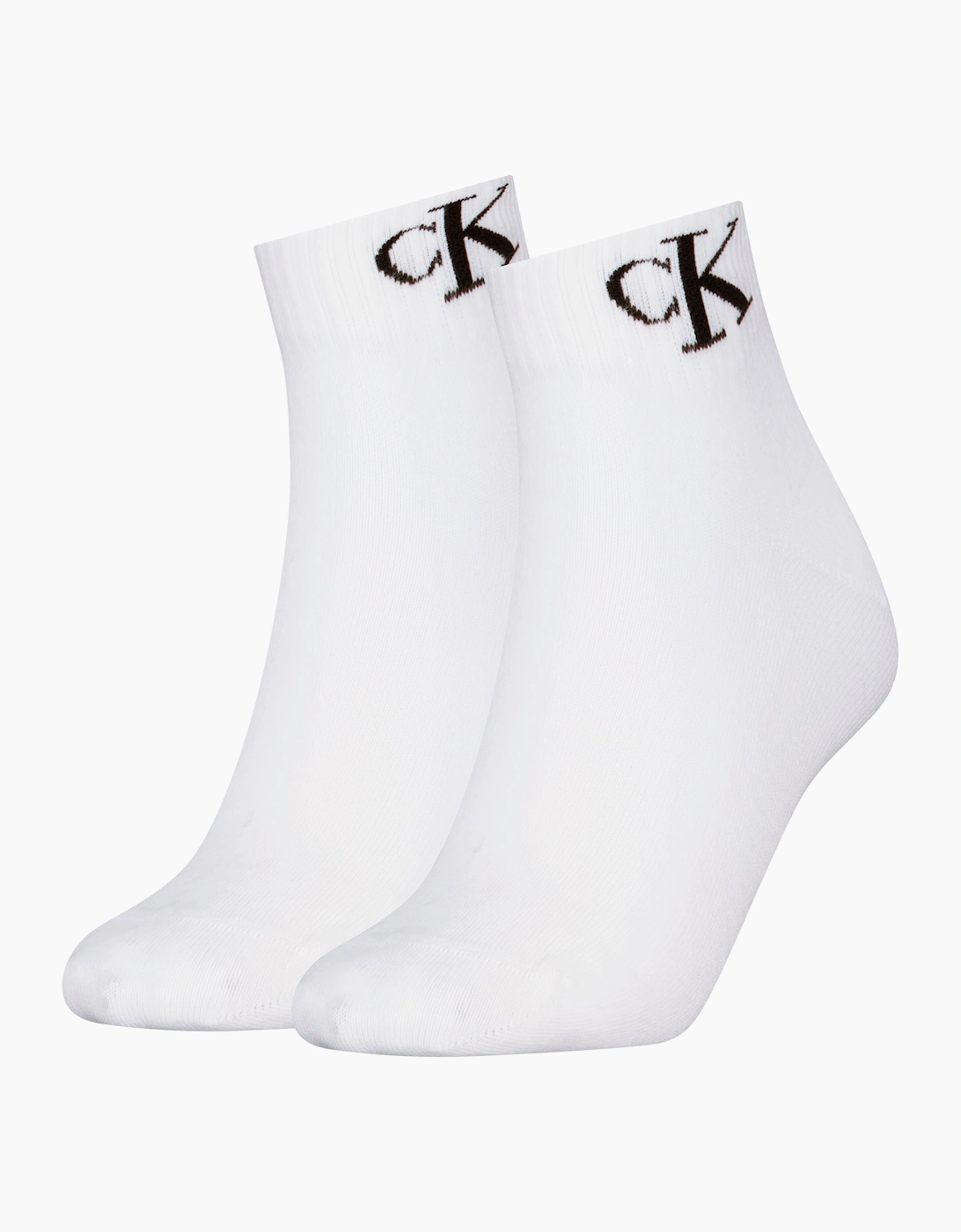 Women's Calvin Klein 2 Pack Logo Trainer Womens Ankle Socks White - Size: 2.5/3/3.5/4/4.5/5