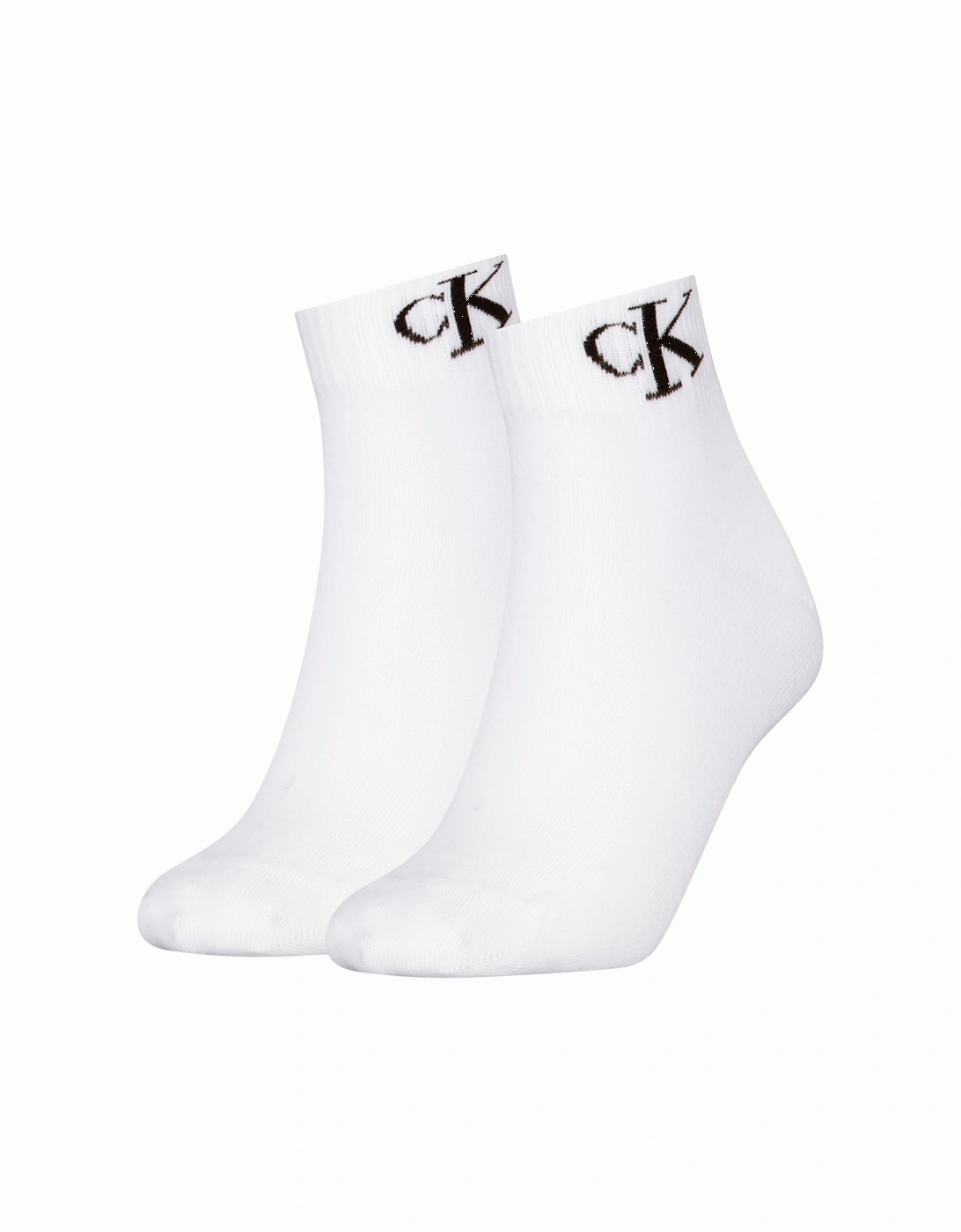 2 Pack Logo Trainer Womens Ankle Socks White, 3 of 2