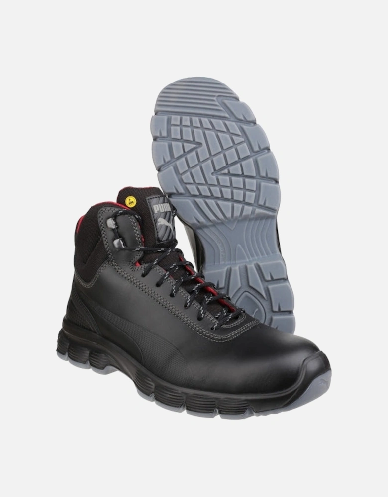 PIONEER MID Mens Leather Safety Boots Black