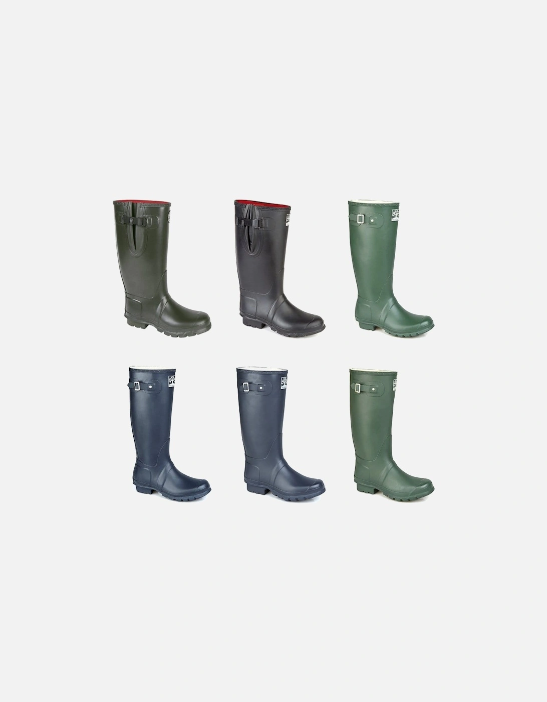 NEOPRENE Gusset Unisex Buckle Wellington Boots Olive Green