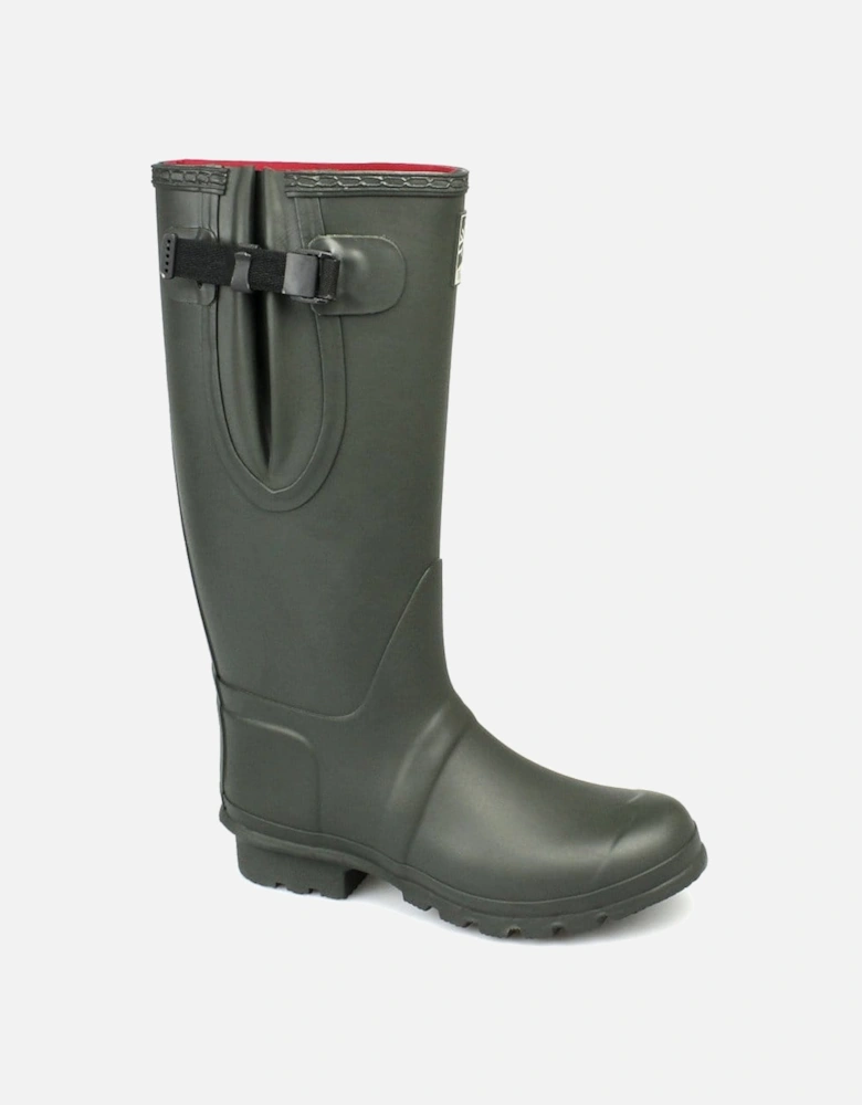 NEOPRENE Gusset Unisex Buckle Wellington Boots Olive Green