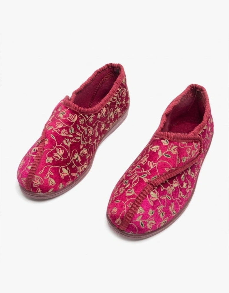 JANICE Womens Full Slippers Wine