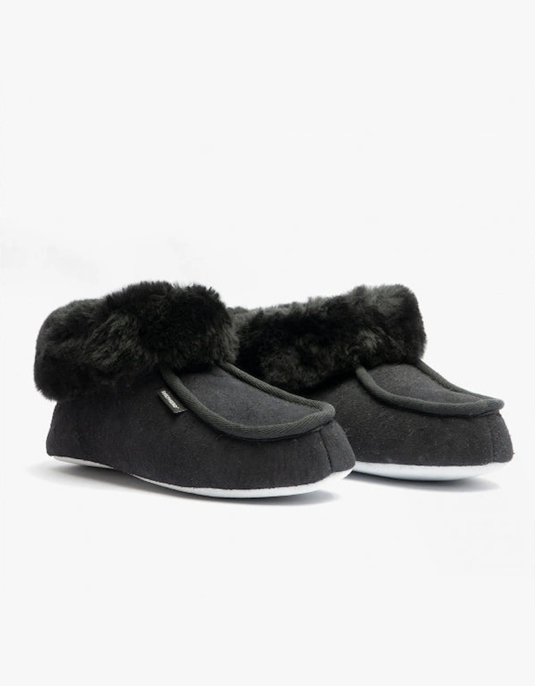 MOA Womens Sheepskin Slipper Boots Black