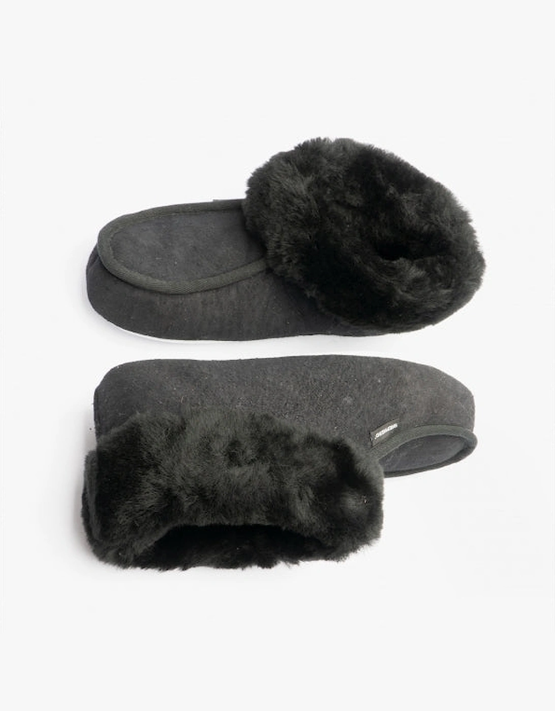 MOA Womens Sheepskin Slipper Boots Black