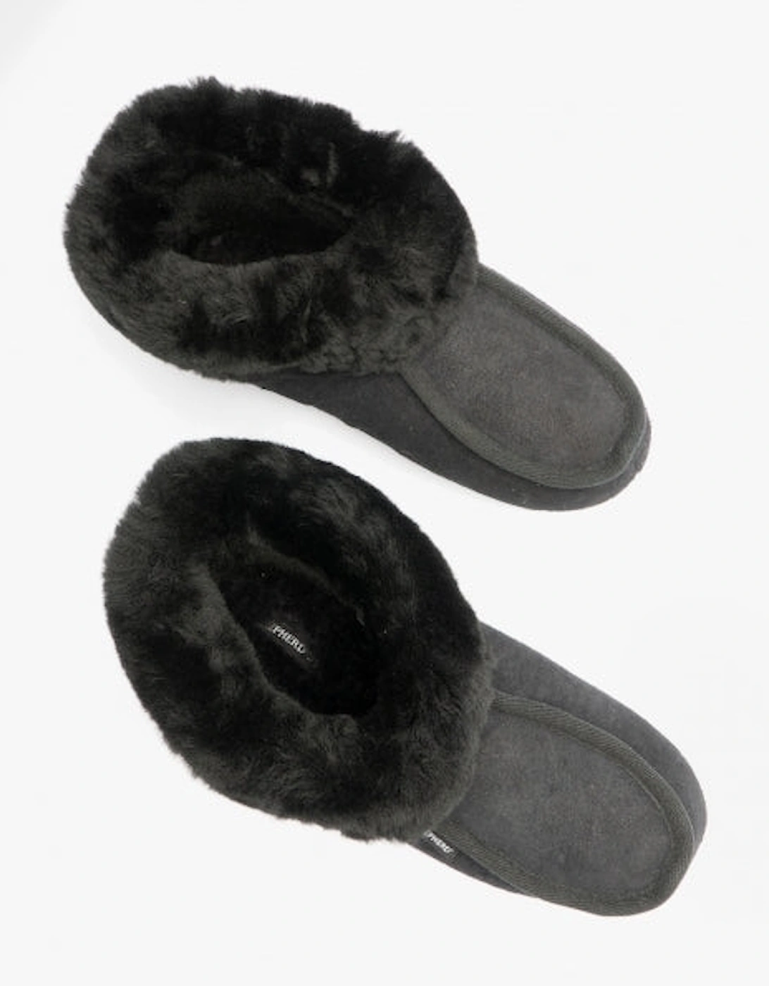 MOA Womens Sheepskin Slipper Boots Black