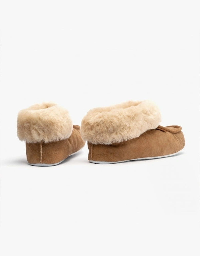 MOA Womens Sheepskin Slipper Boots Chestnut