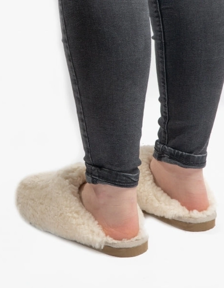 JENNY Womens Sheepskin Mules Creme