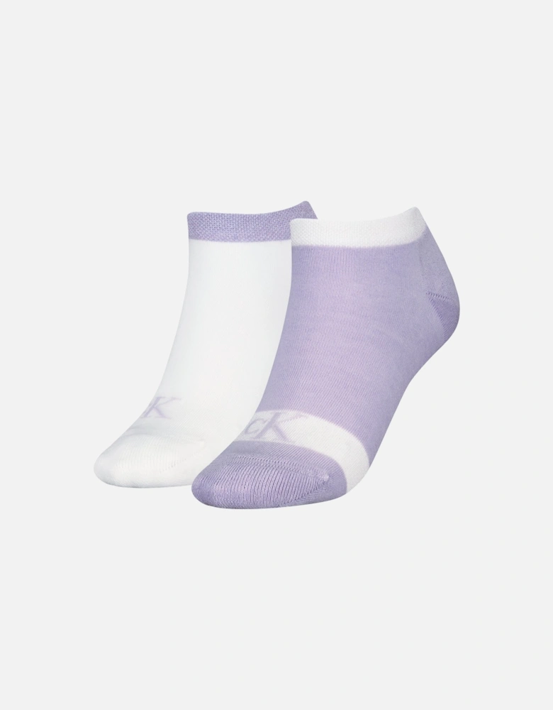 2 Pack Trainer Womens Ankle Socks Lilac/White