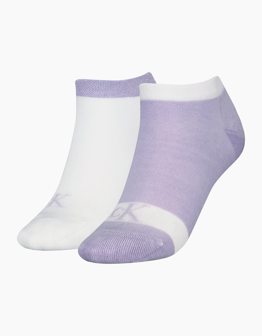 Women's Calvin Klein 2 Pack Trainer Womens Ankle Socks Lilac/White - Multi - Size: UK 6-7.5