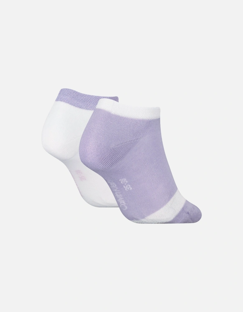 2 Pack Trainer Womens Ankle Socks Lilac/White