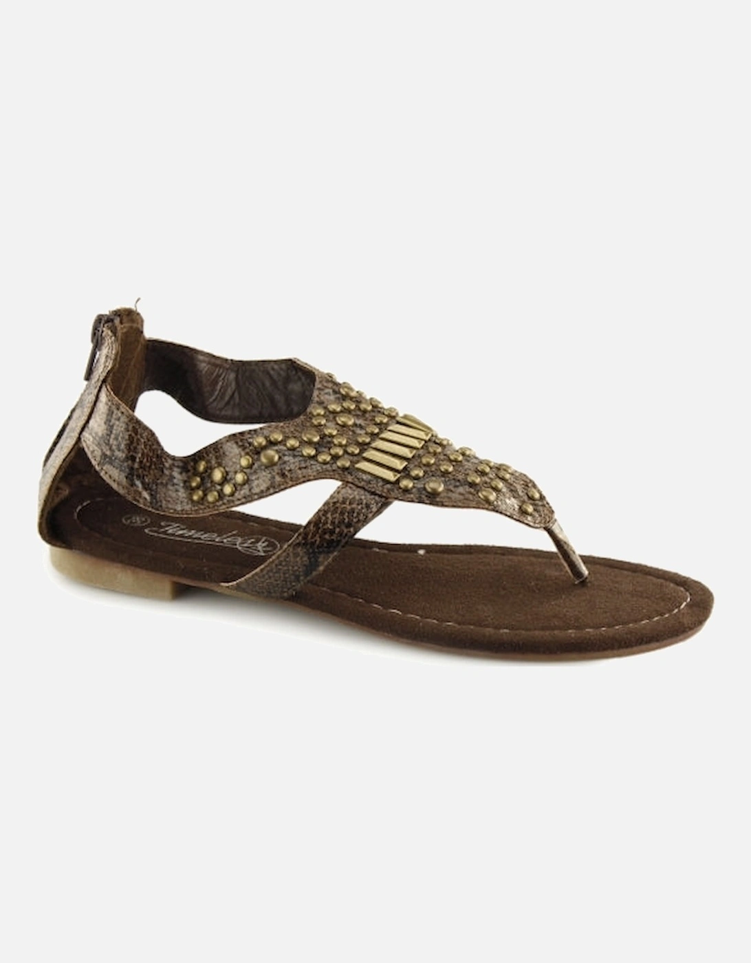 2.762105 Womens Toe Post Jem Sandals Brown Python, 2 of 1