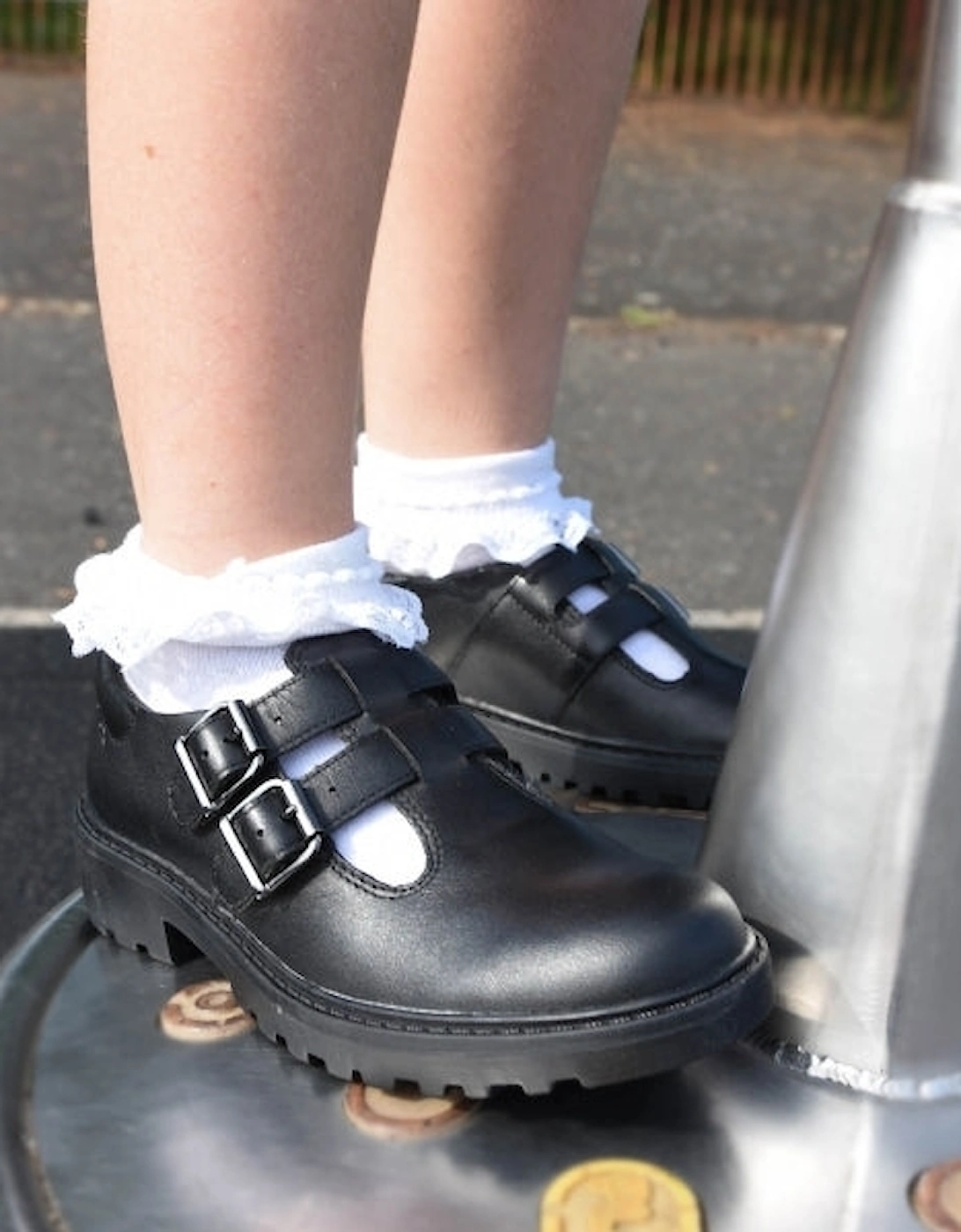 CASEY D Girls Leather Buckle School Shoes Black, 8 of 7