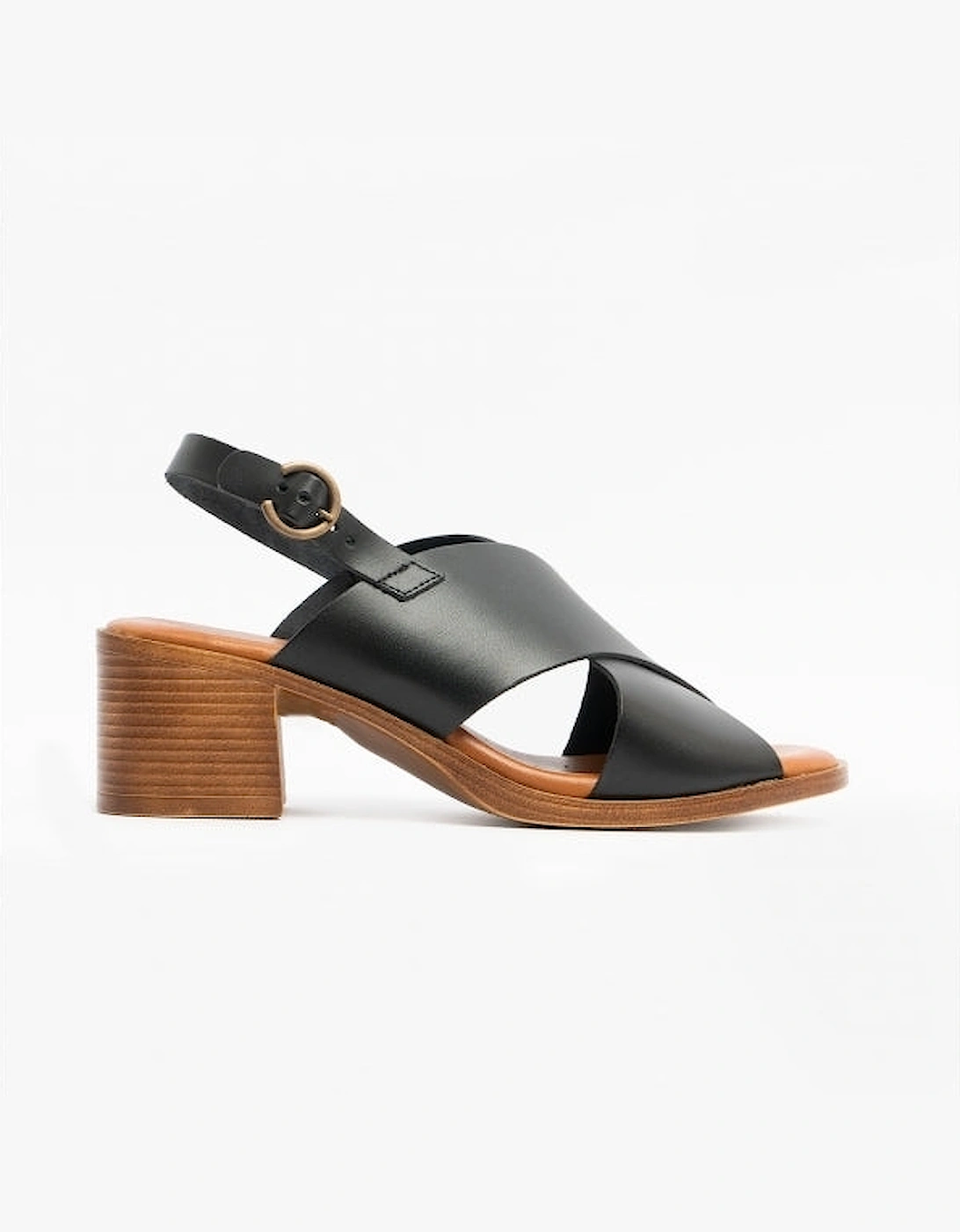 Women's Hush Puppies GABRIELLE Womens Leather Sandals Black - Size: 5