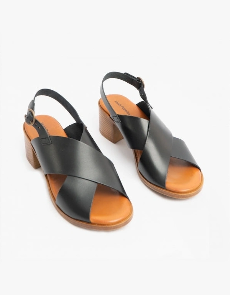 GABRIELLE Womens Leather Sandals Black