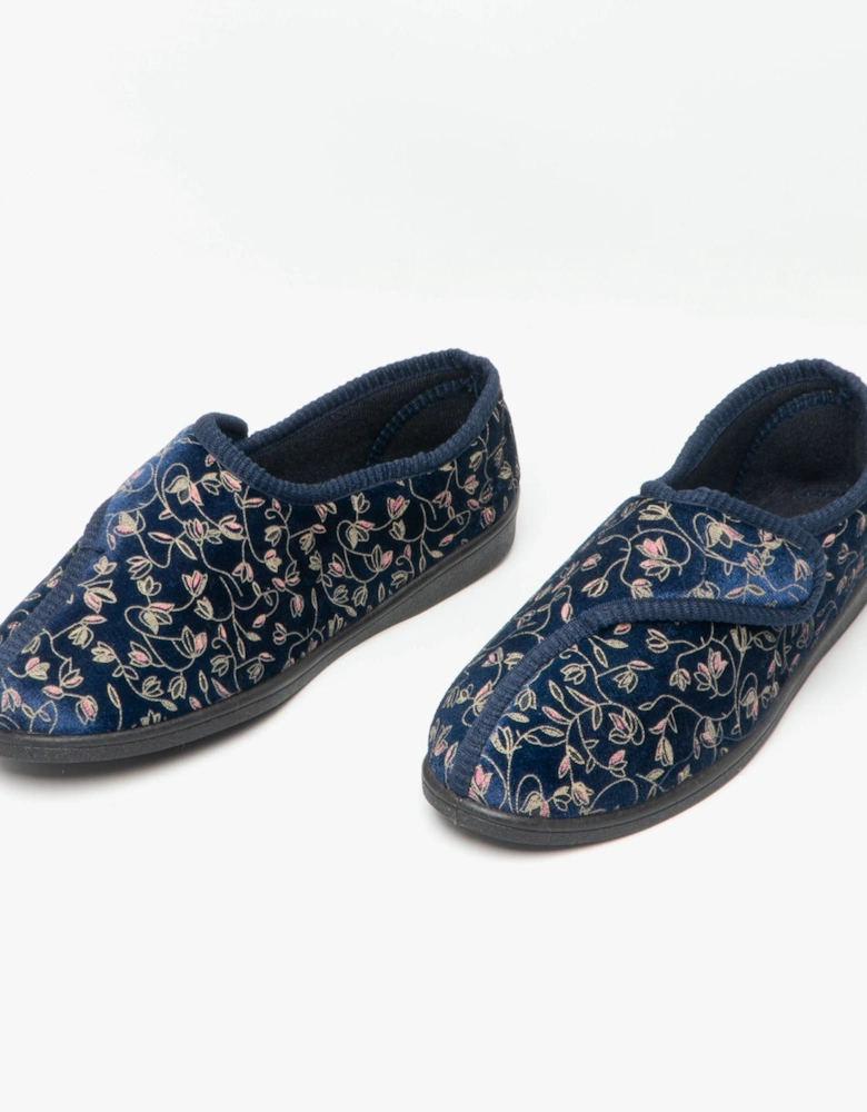 JANICE Womens Full Slippers Navy