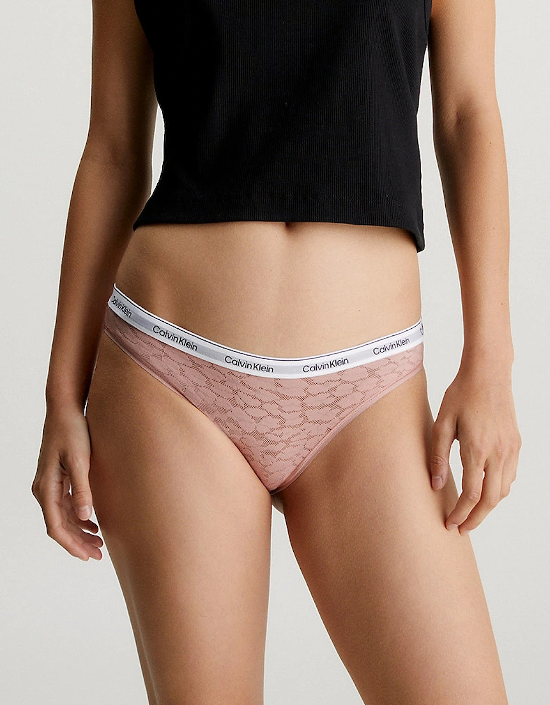 Women's Calvin Klein LACE BIKINI Womens Bried Subdued - Pink - Size: MEDIUM