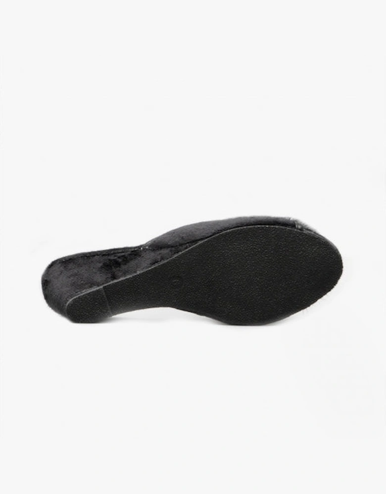 ANNE Womens Wedge Mule Slippers Black