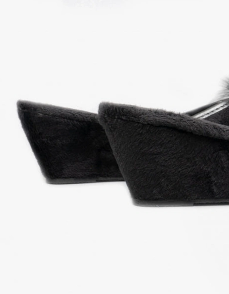 ANNE Womens Wedge Mule Slippers Black