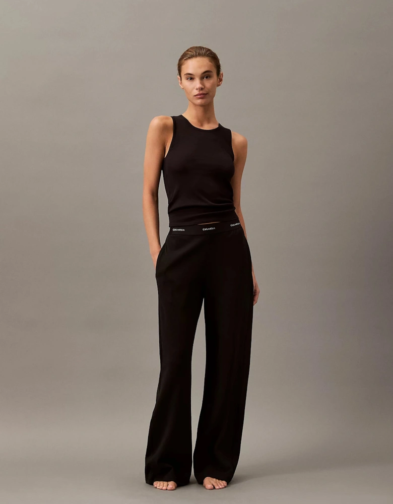 MODERN TERRY Womens Wide Leg Trousers Black