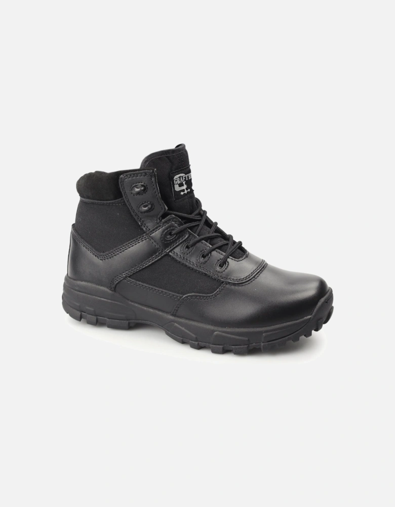 COVER II Unisex Leather Work Boots Black