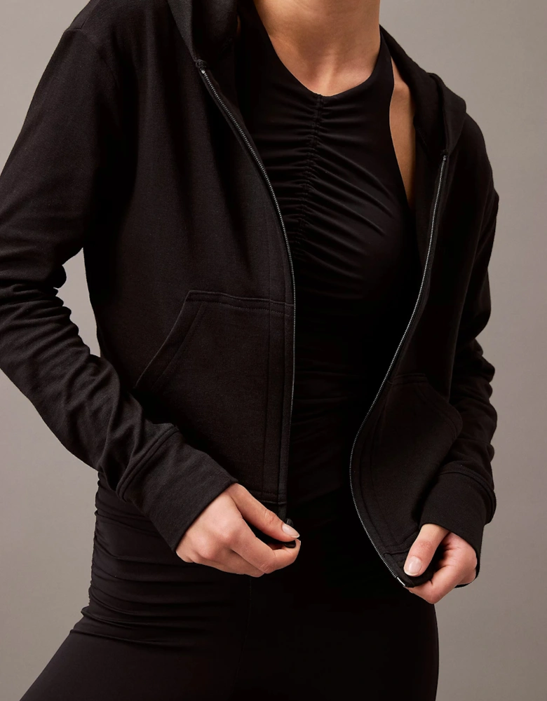 MODERN TERRY Womens Full Zip Hoodie Black