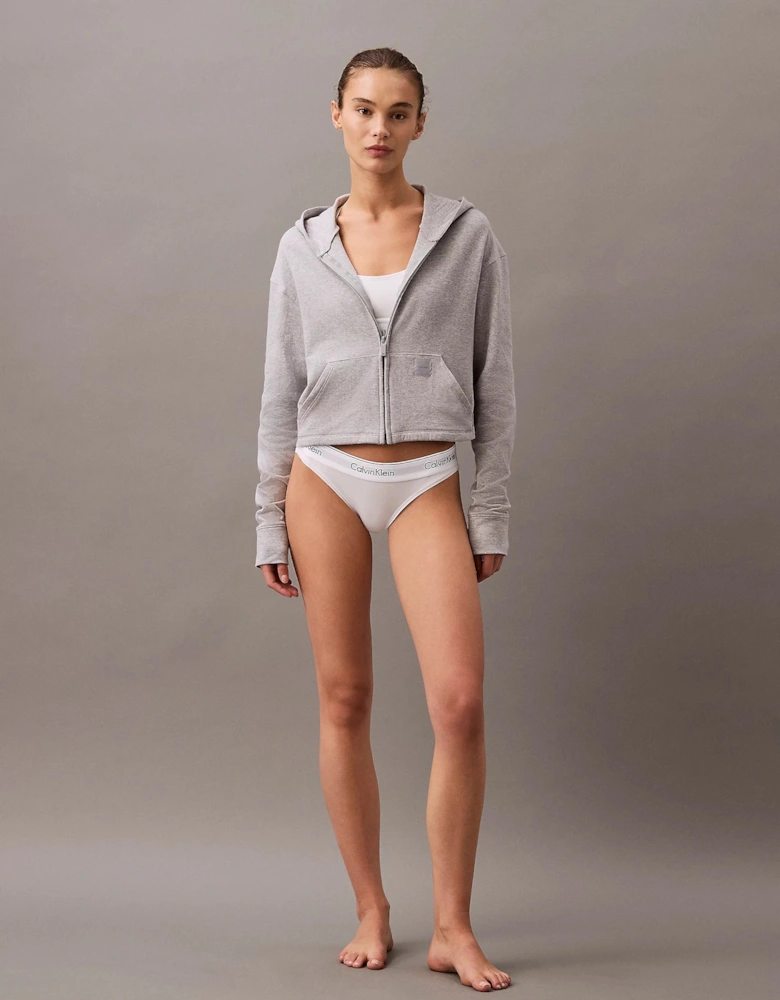 MODERN TERRY Womens Full Zip Hoodie Grey Heather