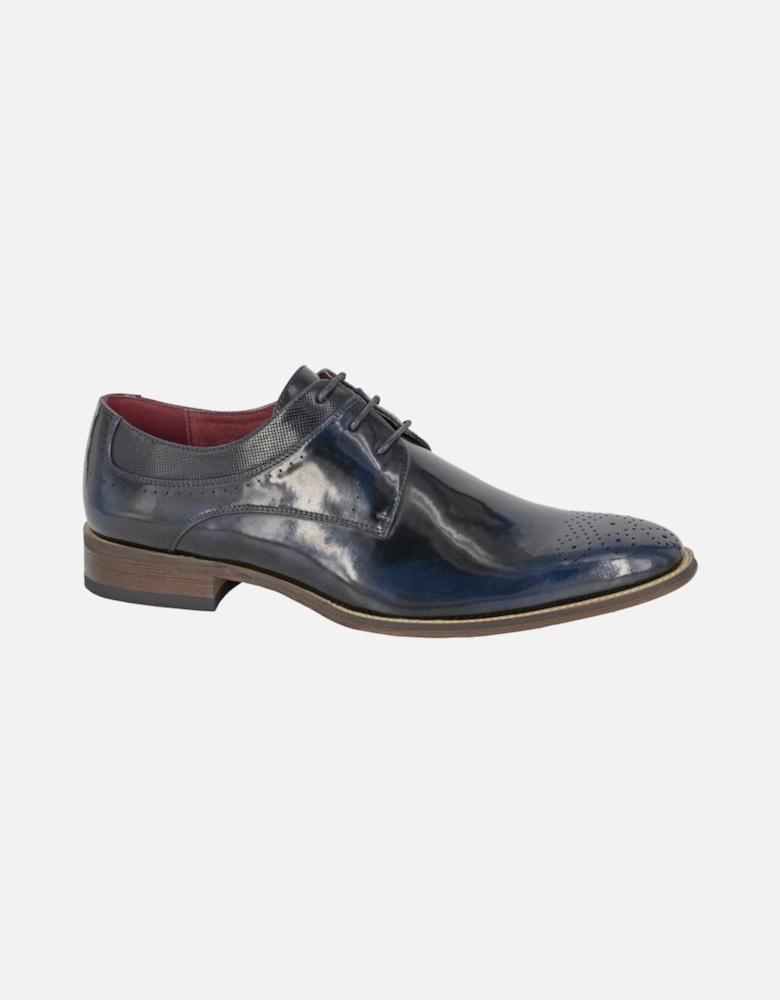 HARVEY Mens Hi-Shine Gibson Shoes Navy