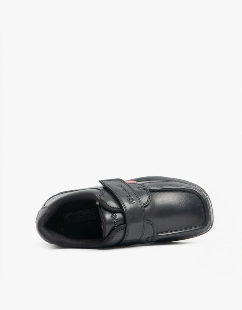 FRAGMA SINGLE STRAP Boys Leather Moccasin Shoes Black