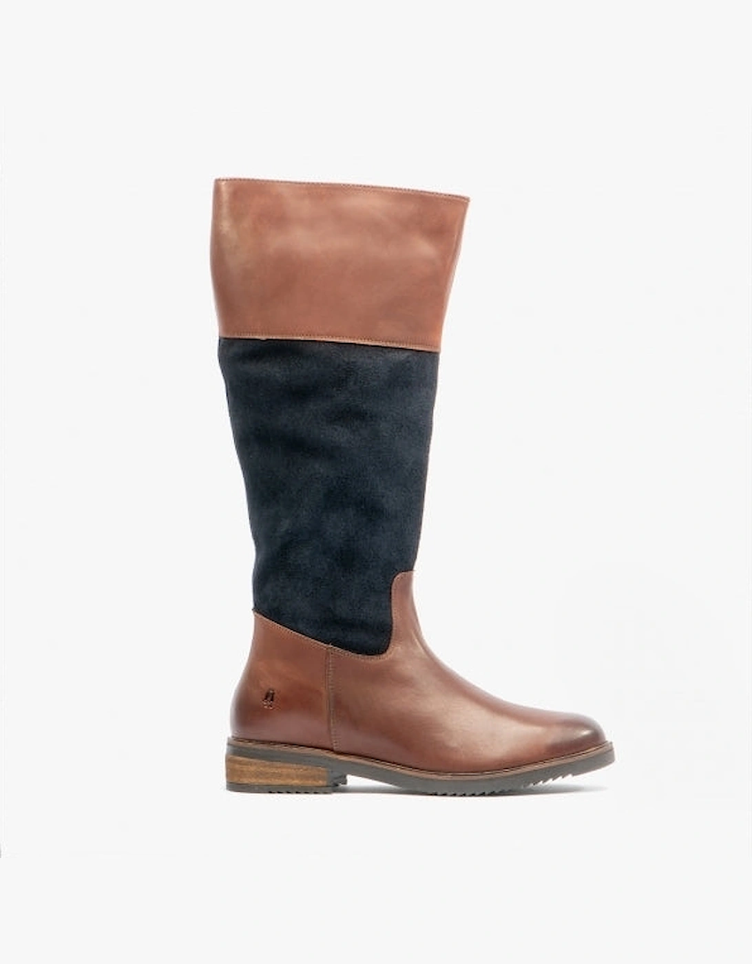 Women's Hush Puppies KITTY Womens Leather Boots Brown/Navy - Size: 4