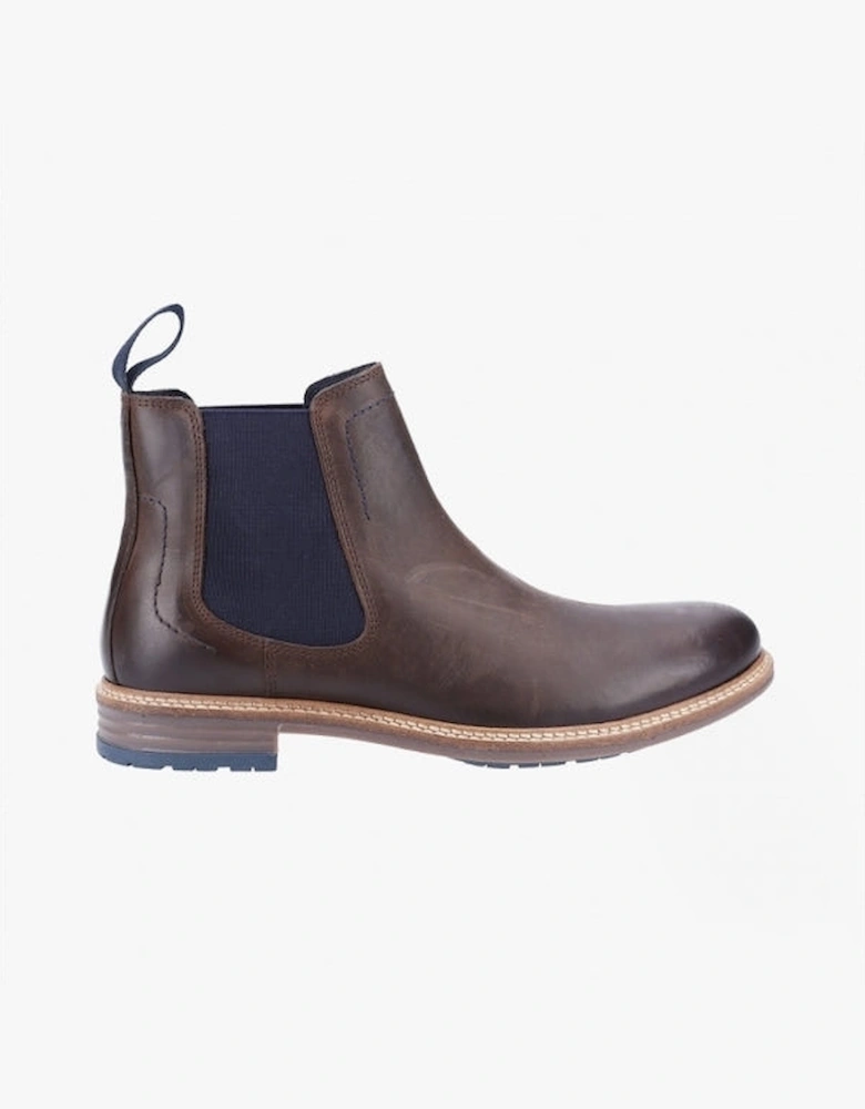 JUSTIN CHELSEA Mens Leather Chelsea Boots Brown