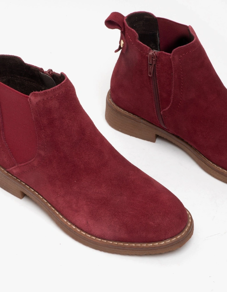 MADDY Womens Suede Ankle Boot Bordo