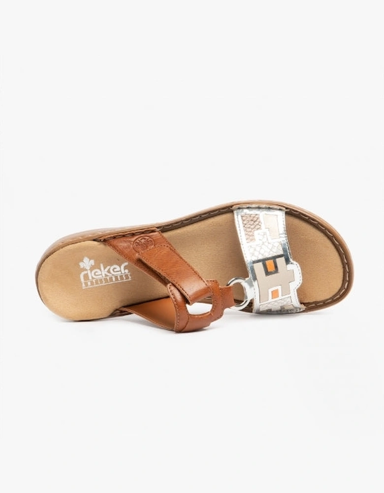 608P4-90 Womens Sandals Tan Multi